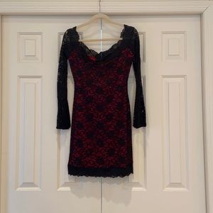 Red and Black Lace Dress